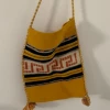 Vintage BAGS + WALLETS Yellow Greek Motif Travel Crossbody Tote