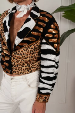 Vintage OUTERWEAR Jungle Party Sequin Modi Denim Jacket