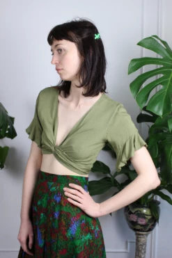 Feng Sway Perfect Wrap Top In Olive TOPS