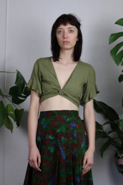 Feng Sway Perfect Wrap Top In Olive TOPS