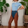 Vintage Howdy Cowboy Leather Chap Jeans
