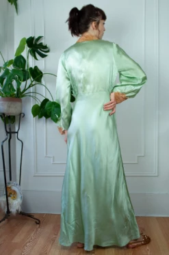 Vintage 30s Mint Silk Lace Gown
