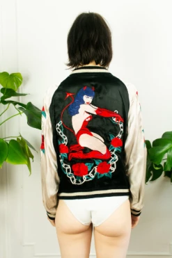 Vintage TOPS OG Silk Embroidery Bomber Jacket