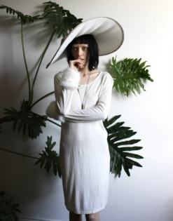 Vintage Carmen Valvo Fur Trim Dress