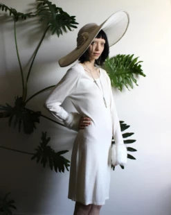 Vintage Carmen Valvo Fur Trim Dress