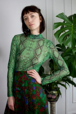 Feng Sway Green Viper Mesh Top TOPS