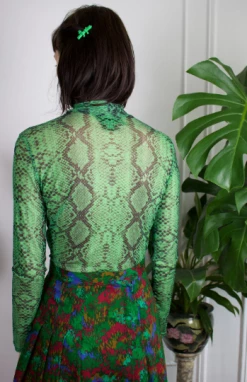 Feng Sway Green Viper Mesh Top TOPS