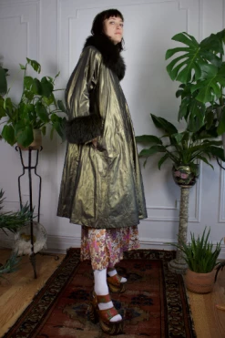 Vintage Gunmetal Coat With Fur Lining OUTERWEAR 11 Vintage Gunmetal Coat With Fur Lining OUTERWEAR