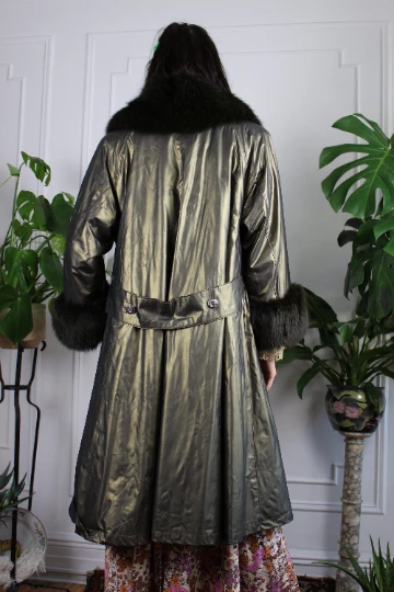 Vintage Gunmetal Coat With Fur Lining OUTERWEAR 8 Vintage Gunmetal Coat With Fur Lining OUTERWEAR