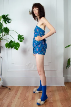 Vintage 70s Floral Apron Teddy Romper