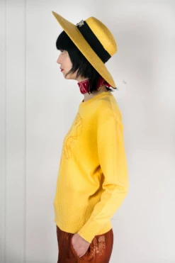 Vintage Mondi Yellow Embroidered Sweater TOPS