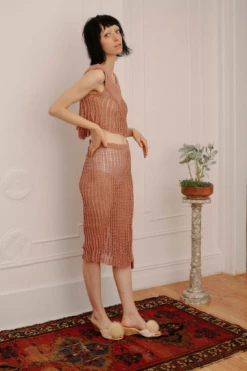 Vintage Mexican Mauve Crochet Skirt Set