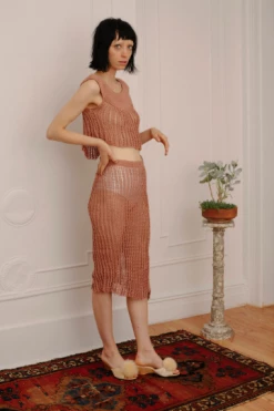 Vintage Mexican Mauve Crochet Skirt Set