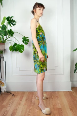 Vintage 90s Tropical Silk Dress