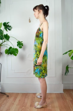 Vintage 90s Tropical Silk Dress