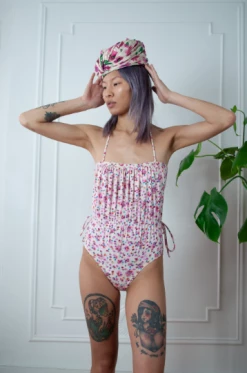 Vintage 60s Floral Angel One Piece Swimsuit