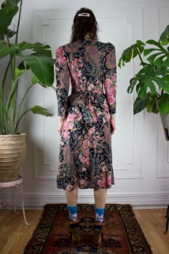 Feng Sway 1980s Floral Lace Prairie Mutton Sleeve Dress DRESSES