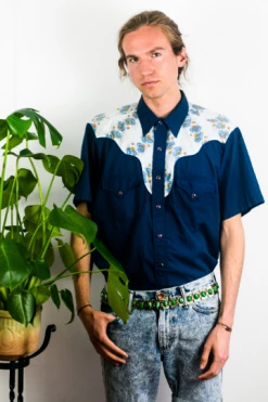 Feng Sway TOPS Cowboy Floral Pearl Snap Shirt
