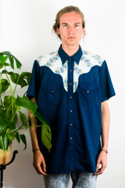 Feng Sway TOPS Cowboy Floral Pearl Snap Shirt