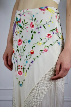 Vintage Silk Fringe Embroidered Skirt 17 Vintage Silk Fringe Embroidered Skirt