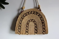 Vintage BAGS + WALLETS Woven Arch Straw Bag