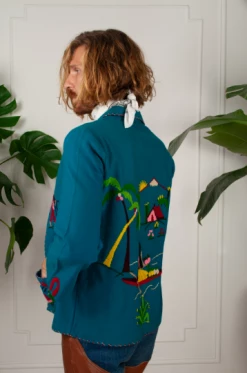 Vintage OUTERWEAR 40s Embroidered Felt Souvenir Jacket