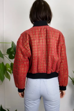 Feng Sway OUTERWEAR Crazy Plaid CHIA Suede Bomber