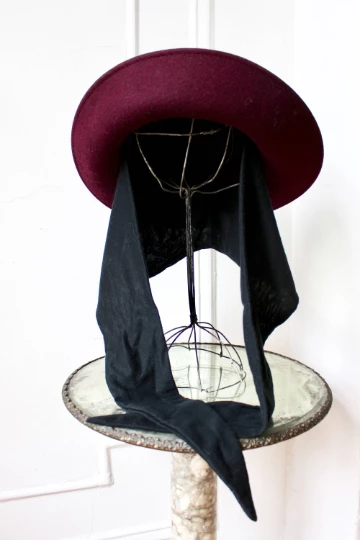 Vintage Plum Doe Skin Scarf Hat 5 Vintage Plum Doe Skin Scarf Hat