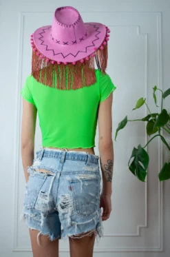 Feng Sway Exclusive Hot Green Neon Mesh Top