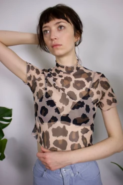 Feng Sway Exclusive TOPS Leopard Mesh Top