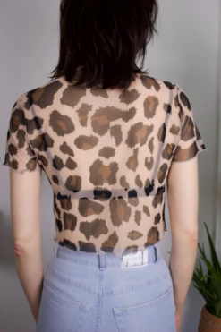Feng Sway Exclusive TOPS Leopard Mesh Top