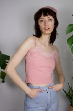 Feng Sway Exclusive 90s Pink Marabou Top