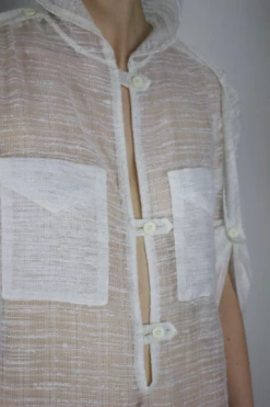 Feng Sway DRESSES 70s Pool Goddess White Linen Kaftan