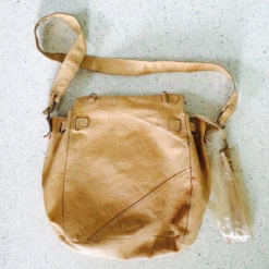 Vintage BAGS + WALLETS Tan Leather Studded Travel Bag