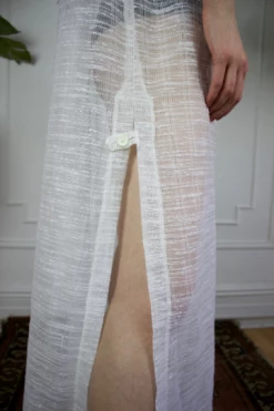 Feng Sway DRESSES 70s Pool Goddess White Linen Kaftan