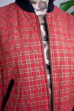 Feng Sway OUTERWEAR Crazy Plaid CHIA Suede Bomber