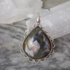 Vintage CRYSTALS Silver And Labradorite Teardrop Pendant