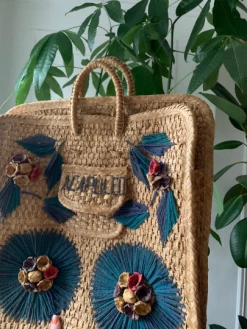 Vintage BAGS + WALLETS 60s World Traveler Woven Acapulco Market Bag