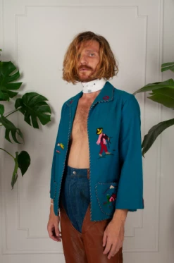 Vintage OUTERWEAR 40s Embroidered Felt Souvenir Jacket