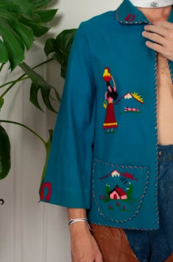 Vintage OUTERWEAR 40s Embroidered Felt Souvenir Jacket