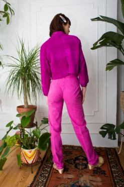 Vintage OUTERWEAR 80s Chia Fuchsia Suede Bombshell Jacket