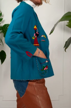 Vintage OUTERWEAR 40s Embroidered Felt Souvenir Jacket