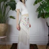 Vintage Silk Fringe Embroidered Skirt