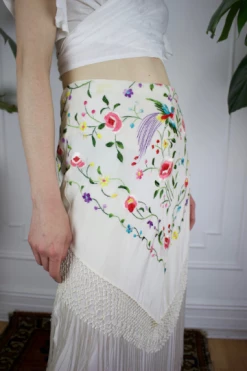 Vintage Silk Fringe Embroidered Skirt 20 Vintage Silk Fringe Embroidered Skirt