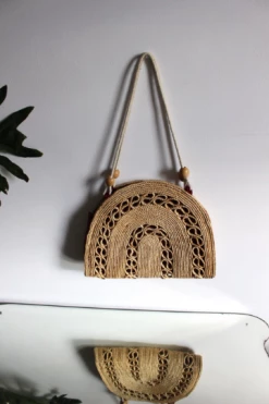 Vintage BAGS + WALLETS Woven Arch Straw Bag