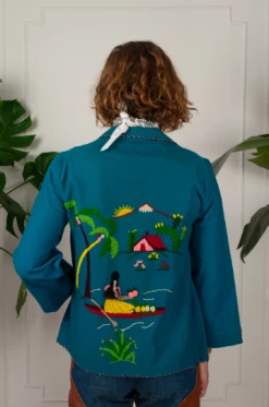 Vintage OUTERWEAR 40s Embroidered Felt Souvenir Jacket