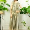 Vintage Golden Girl Ruched Issey Miyake Gown DRESSES