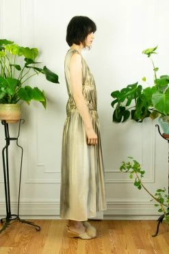 Vintage Golden Girl Ruched Issey Miyake Gown DRESSES
