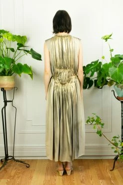 Vintage Golden Girl Ruched Issey Miyake Gown DRESSES