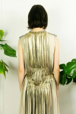 Vintage Golden Girl Ruched Issey Miyake Gown DRESSES
